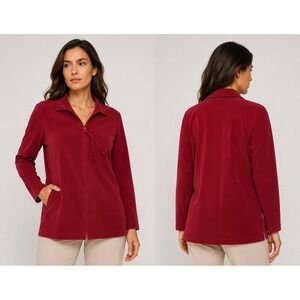 Joanna Women's Red Stretch Zip Front Jacket Blazer Size M Lightweight